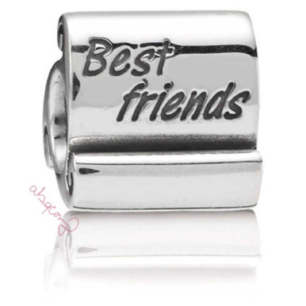 EUC Pandora 790512 Sterling Silver Best Friends Scroll Charm - RETIRED!